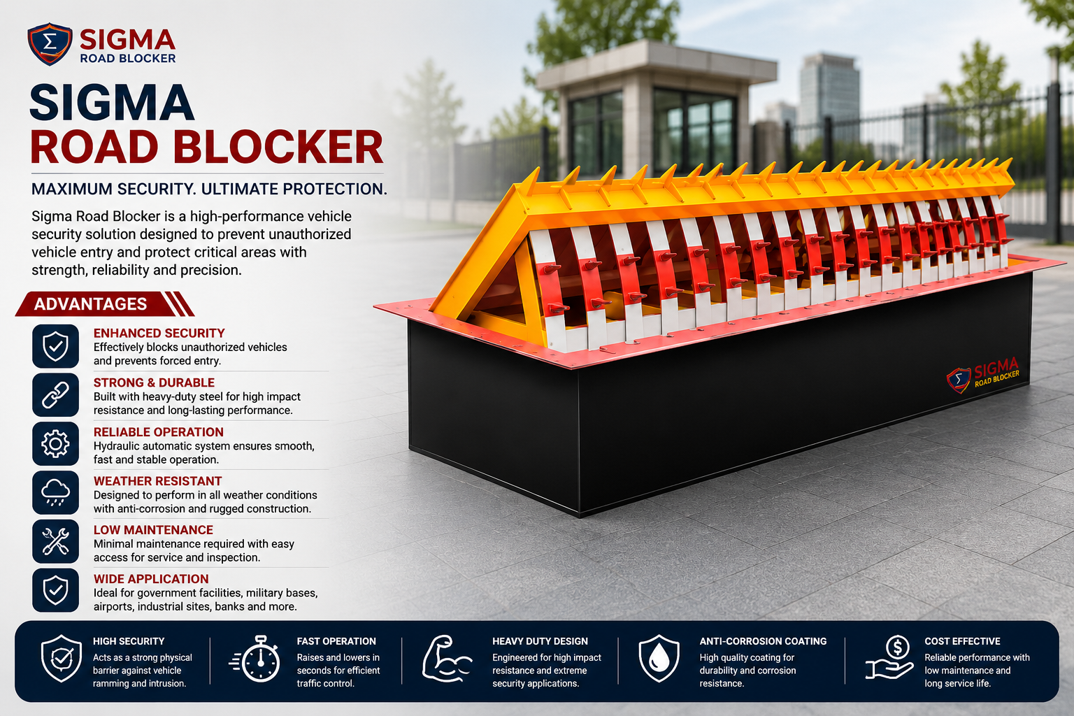 Sigma Si-70R Heavy duty Road blocker with spikes - Image 4