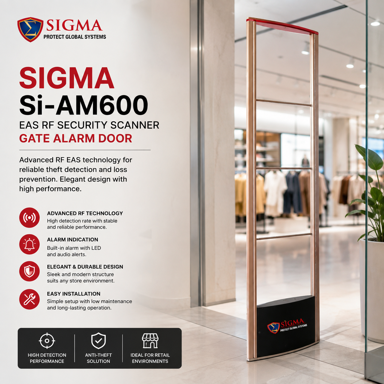 Sigma Si-AM600 EAS RF Security Scanner Gate Alarm Door Aluminum - Image 4