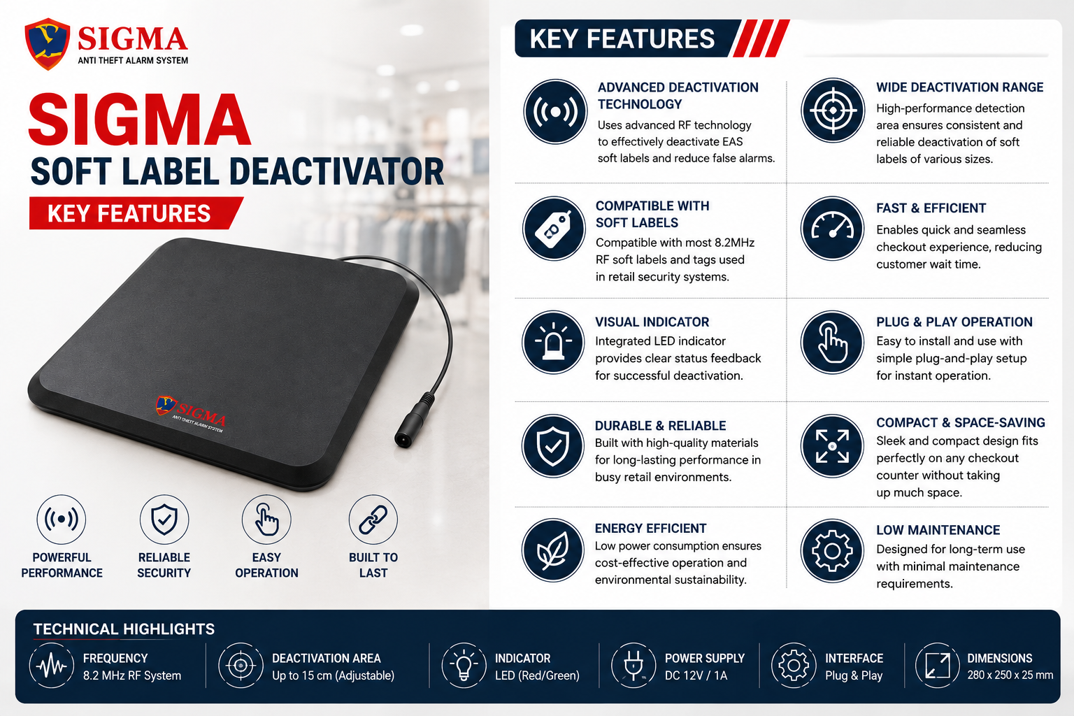 Sigma Si-RF50 Soft Label Deactivator Alarm Deactivator for Retail Anti theft System - Image 3
