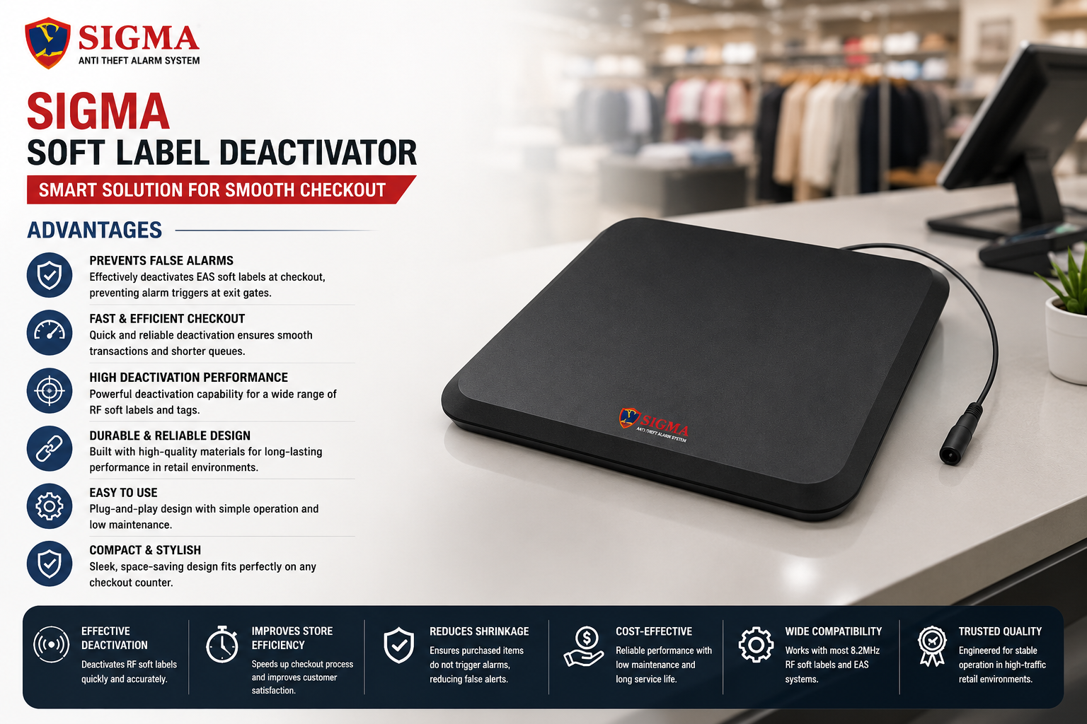 Sigma Si-RF50 Soft Label Deactivator Alarm Deactivator for Retail Anti theft System - Image 4