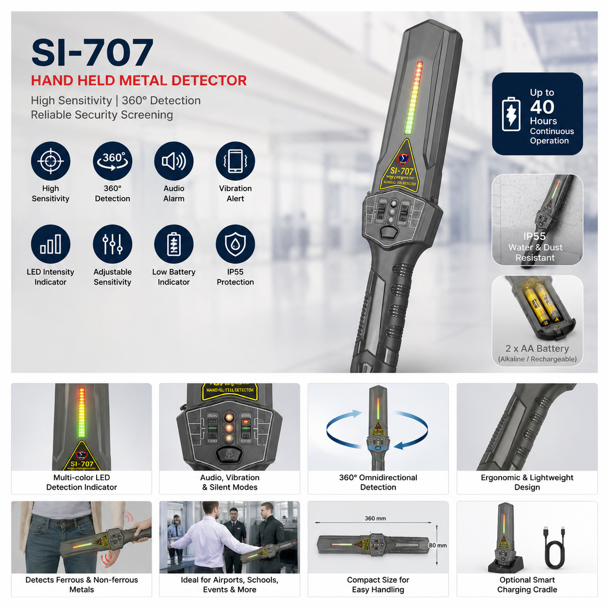 SIGMA SI-707 Handheld Metal Detector | High Sensitivity Security Scanner with IP65 Protection - Image 4