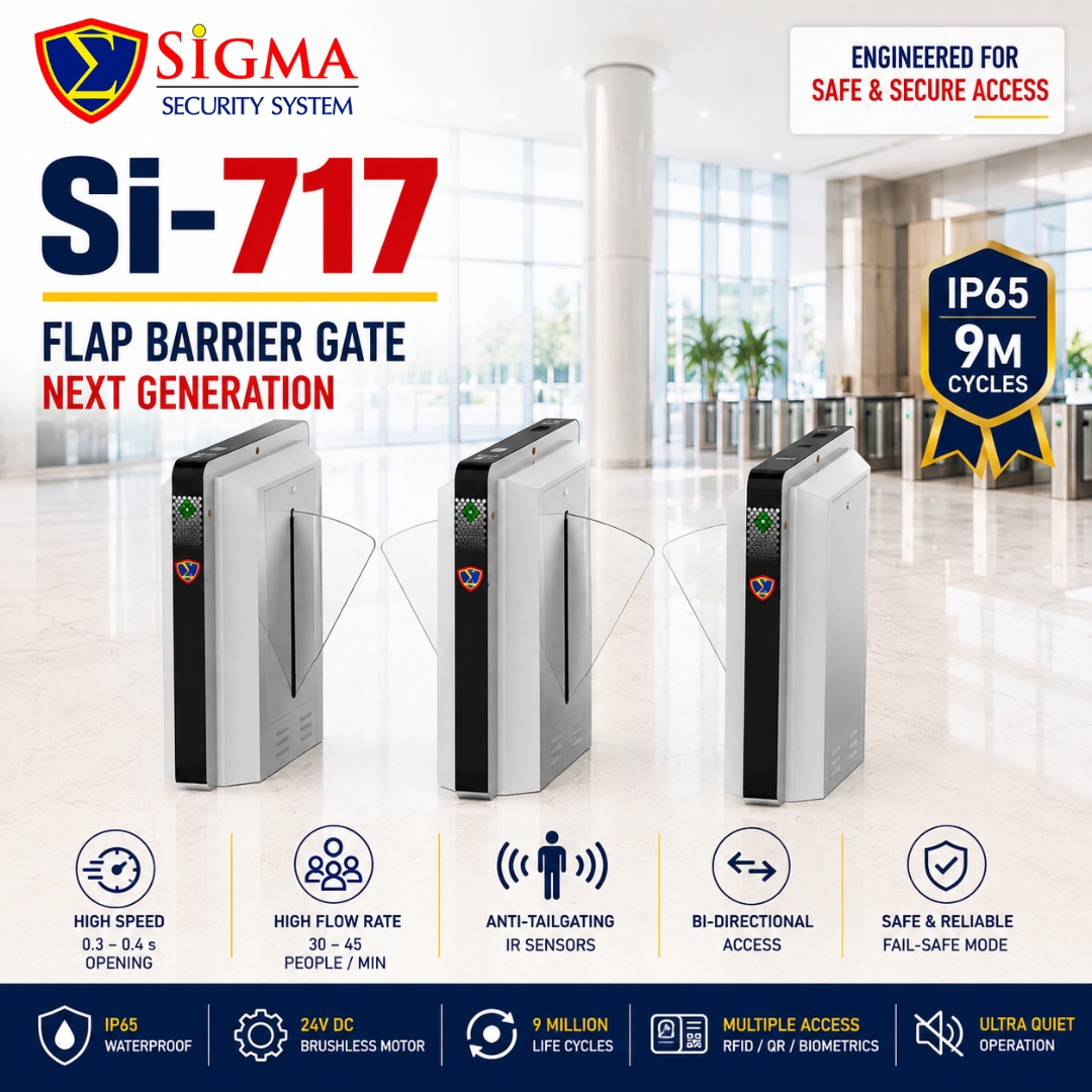 Sigma SI-717 Flap Barrier Gate – High-Speed Bi-Directional Access Control Turnstile - Image 2