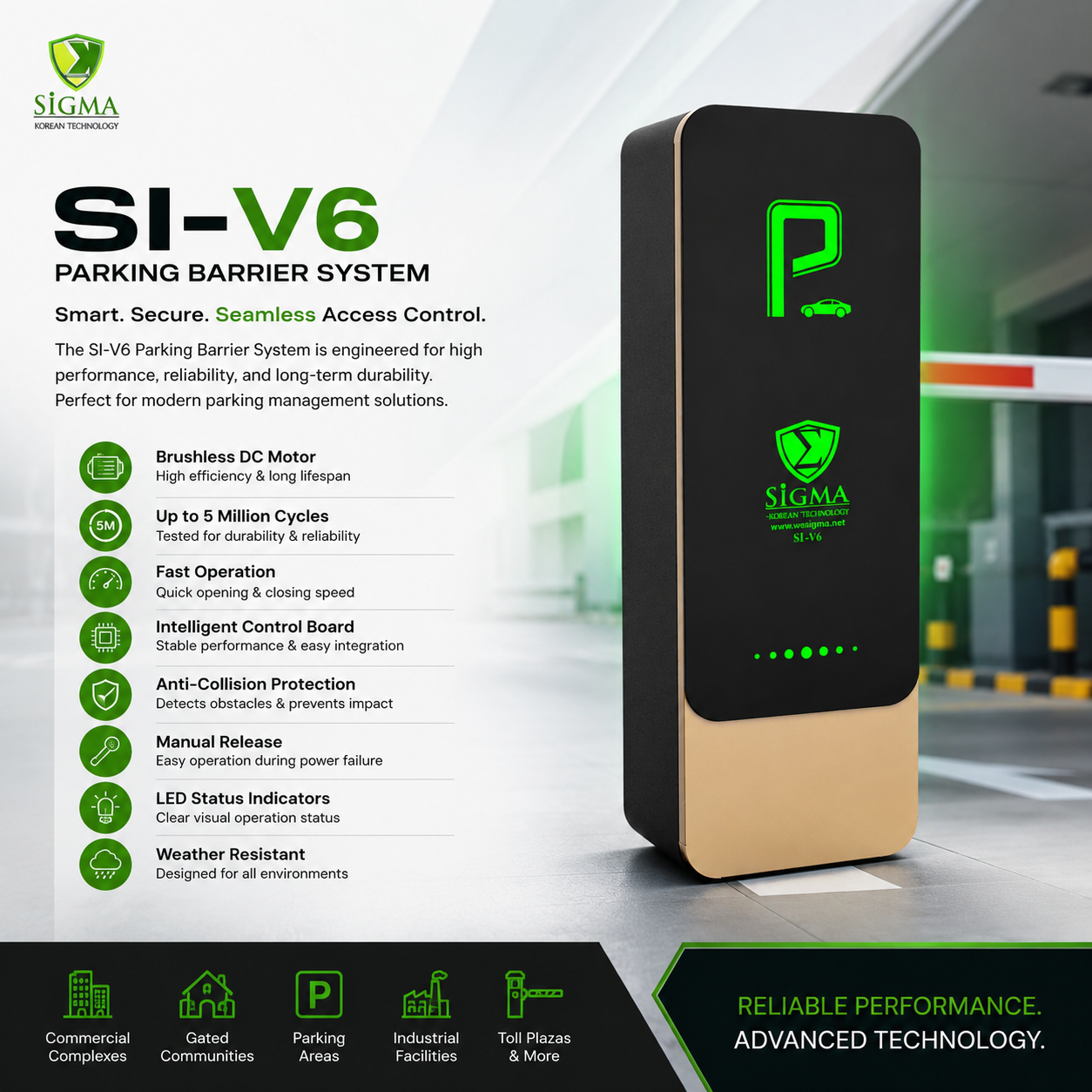 SIGMA SI-V6 Automatic Parking Gate Barrier | High-Speed Boom Barrier for Parking & Access Control - Image 4