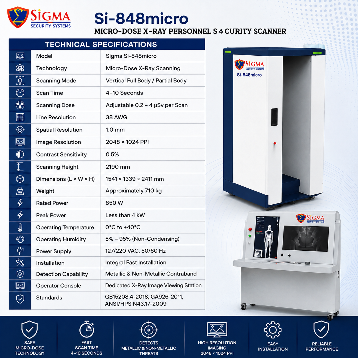 Sigma Si-848micro Micro-Dose X-Ray Personnel Security Scanner - Image 3